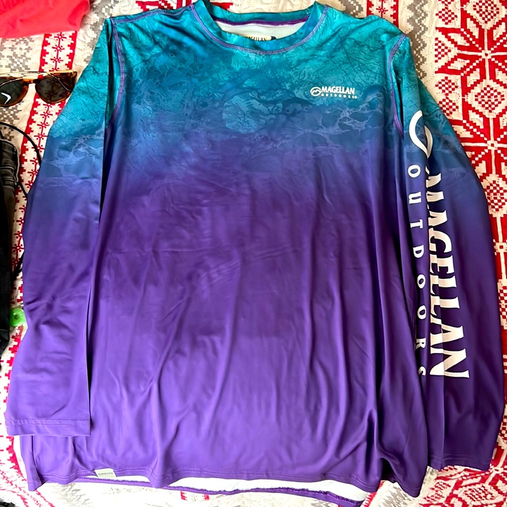 Blue and Purple long sleeve Magellan Outdoors tee